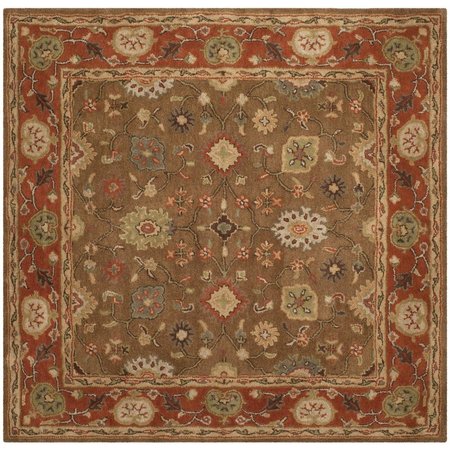 SAFAVIEH Heritage Square Rugs, Moss and Rust - 4 x 4 ft. HG952A-4SQ